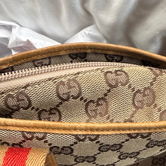 Authentic GUCCI GG Canvas Sherry Line Tote Bag Beige - Picture 15 of 16